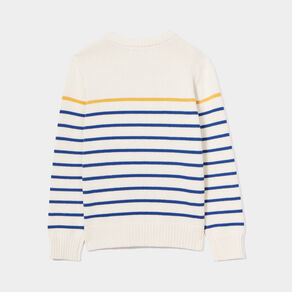 Pull col rond coton manches longues ecru garçon