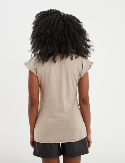T-shirt délavé en coton Liberto marron foncé femme