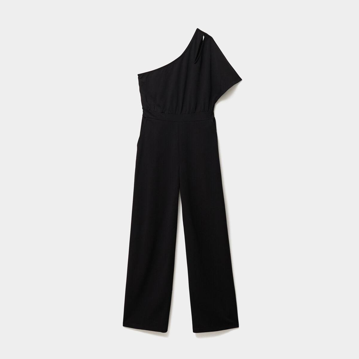 Combinaison pantalon col asym&eacute;trique noir femme