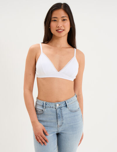Soutien-gorge triangle padd&eacute; coton blanc femme