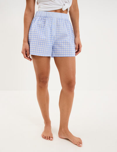 Short de pyjama taille &eacute;lastiqu&eacute;e coton blanc femme