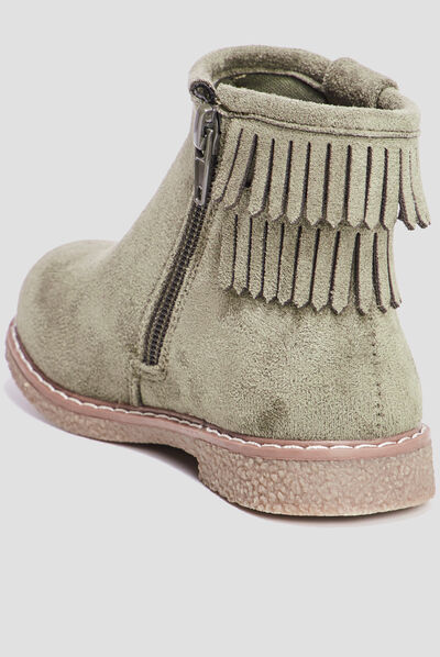 Bottines à franges vert kaki fille