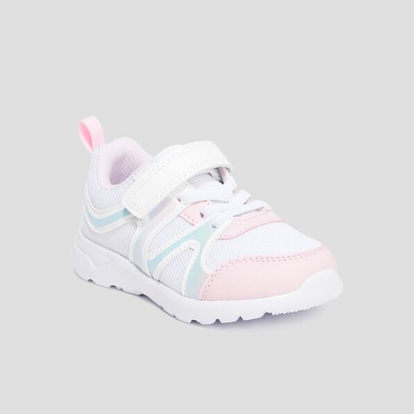 Baskets running à scratchs et paillettes blanc fille