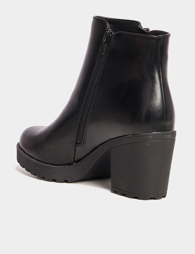 Bottines à talons et détails zippés noir femme