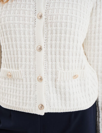 Gilet manches longues coton blanc femme