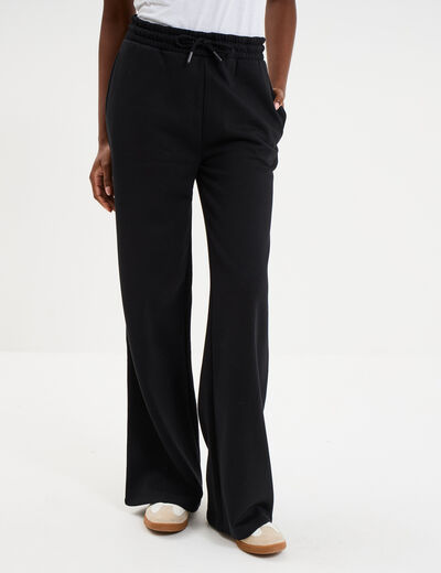 Pantalon jogging large taille &eacute;lastiqu&eacute;e noir femme