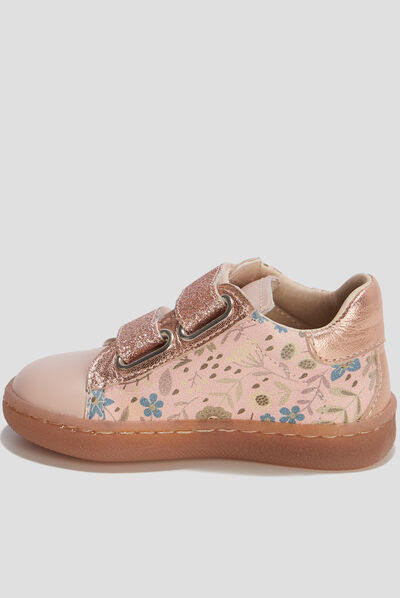 Baskets montantes à scratchs en cuir multicolore bébé fille