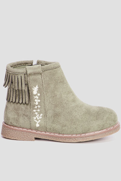Bottines à franges vert kaki fille