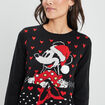 Pull de Noël manches longues Minnie noir femme