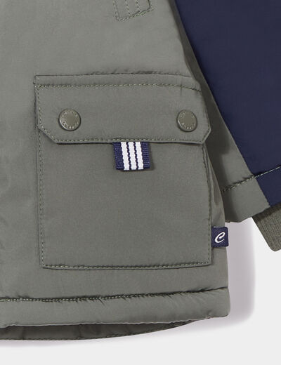 Parka à capuche imitation fourrure vert kaki bébé garçon