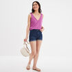 Débardeur col en V bretelles larges violet femme