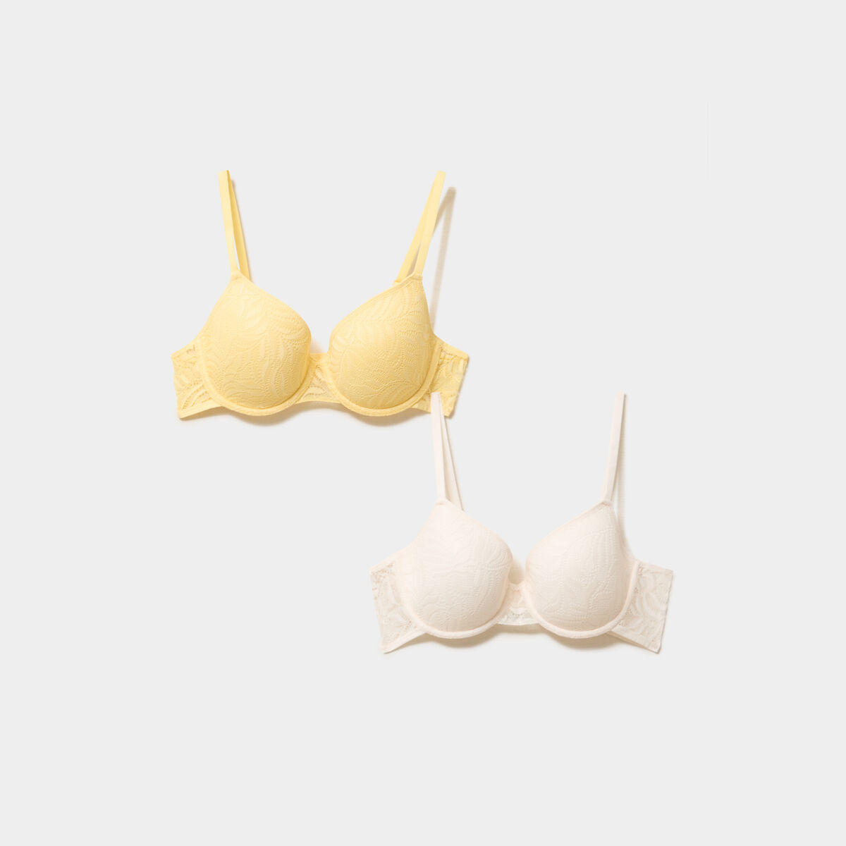 Lot 2 soutiens-gorge corbeille dentelle jaune clair femme