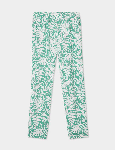 Pantalon de pyjama fluide taille haute vert femme
