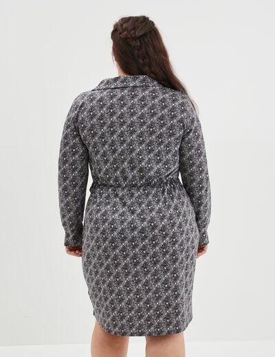 Robe droite col cache-coeur avec noeud noir femme grande taille
