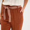 Pantalon paperbag &eacute;lastiqu&eacute; m&eacute;lange lin camel femme