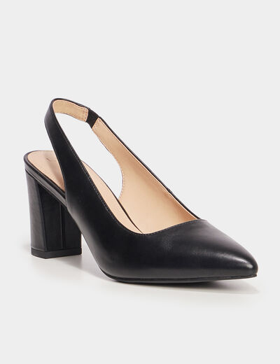 Escarpins &agrave; talons bouts pointus noir femme