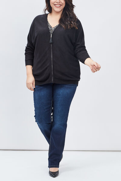 Gilet zippé grande taille noir femme grande taille