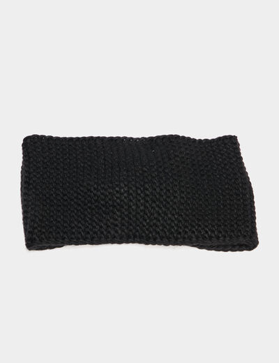 Bandeau tricoté noir femme