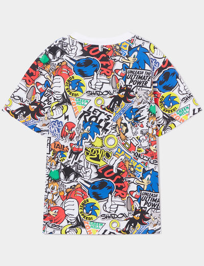 T-shirt col rond manches courtes Sonic multicolore garçon