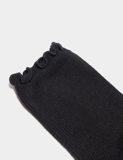 Lot 5 paires socquettes c&ocirc;tel&eacute;es noir femme