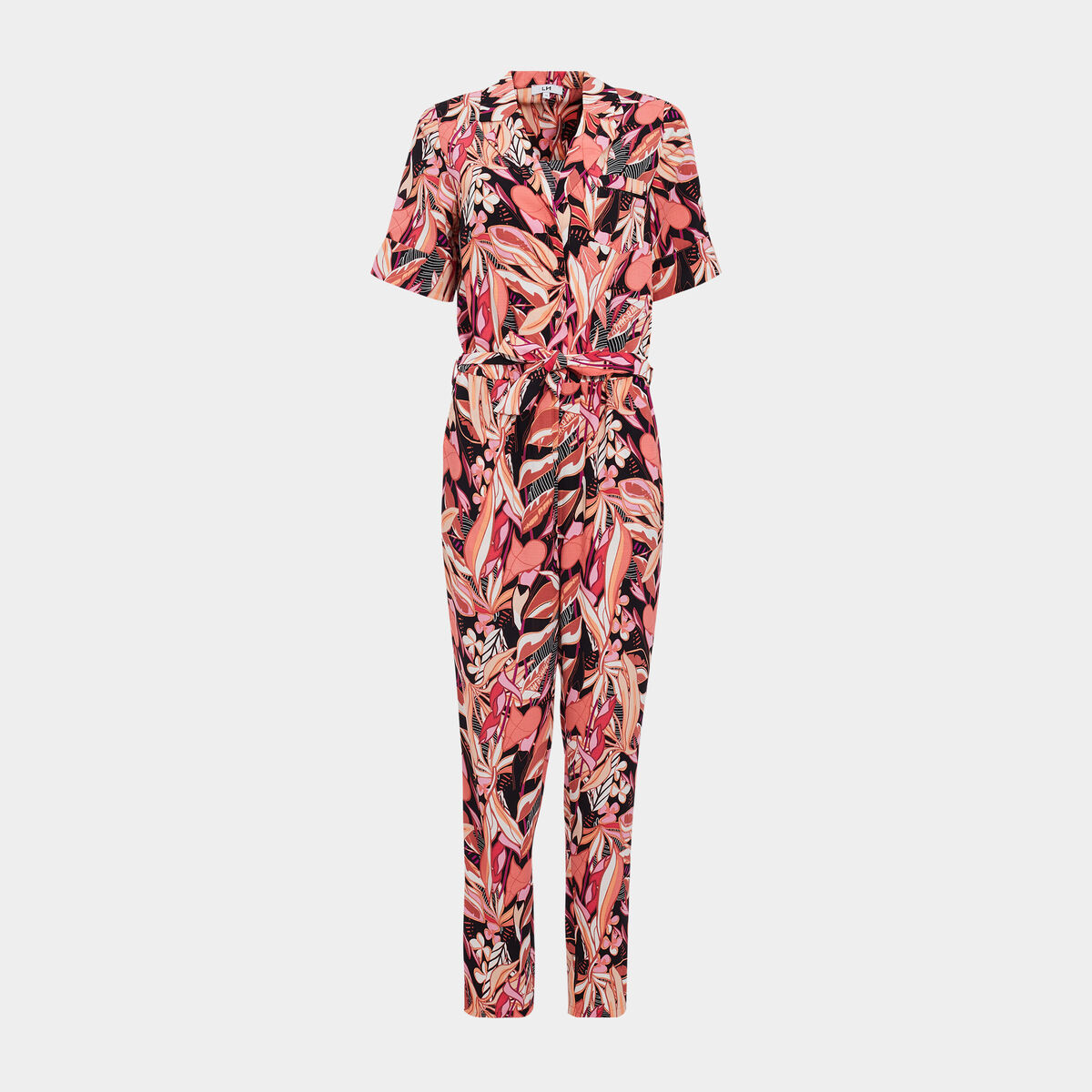 Combinaison pantalon fluide ceinturé noir femme