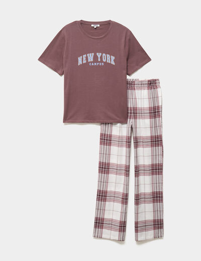Ensemble pyjama pantalon t-shirt coton beige femme