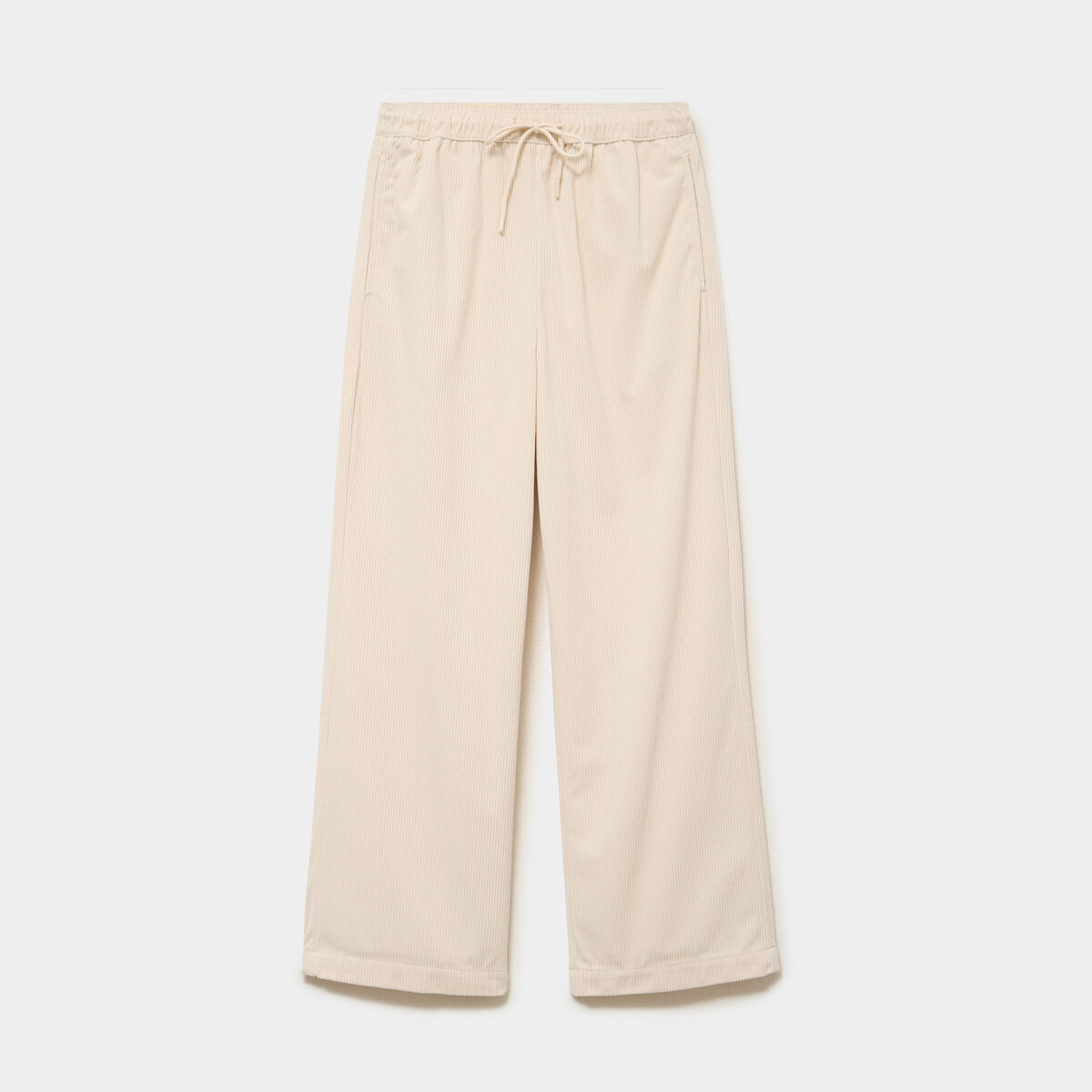 Pantalon large effet velours c&ocirc;tel&eacute; sable femme