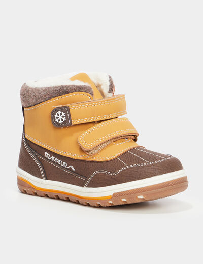 Bottines fourrées à scratchs Trappeur marron garçon