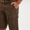 Bermuda cargo c&ocirc;tel&eacute; coton ceintur&eacute; marron fonc&eacute; homme