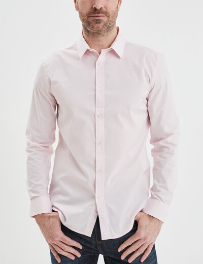 Chemise stretch manches longues rose clair homme