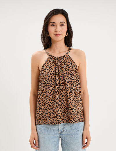D&eacute;bardeur encolure am&eacute;ricaine beige femme