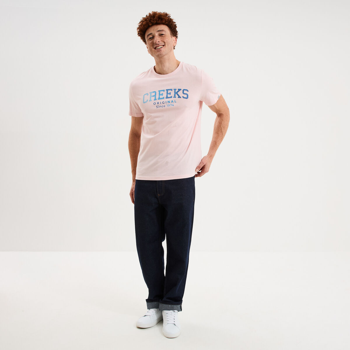 T-shirt manches courtes coton rose pastel homme