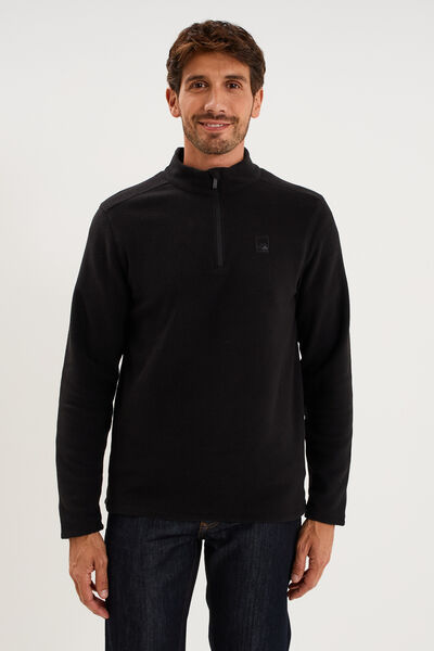 Sweat polaire col camionneur noir homme