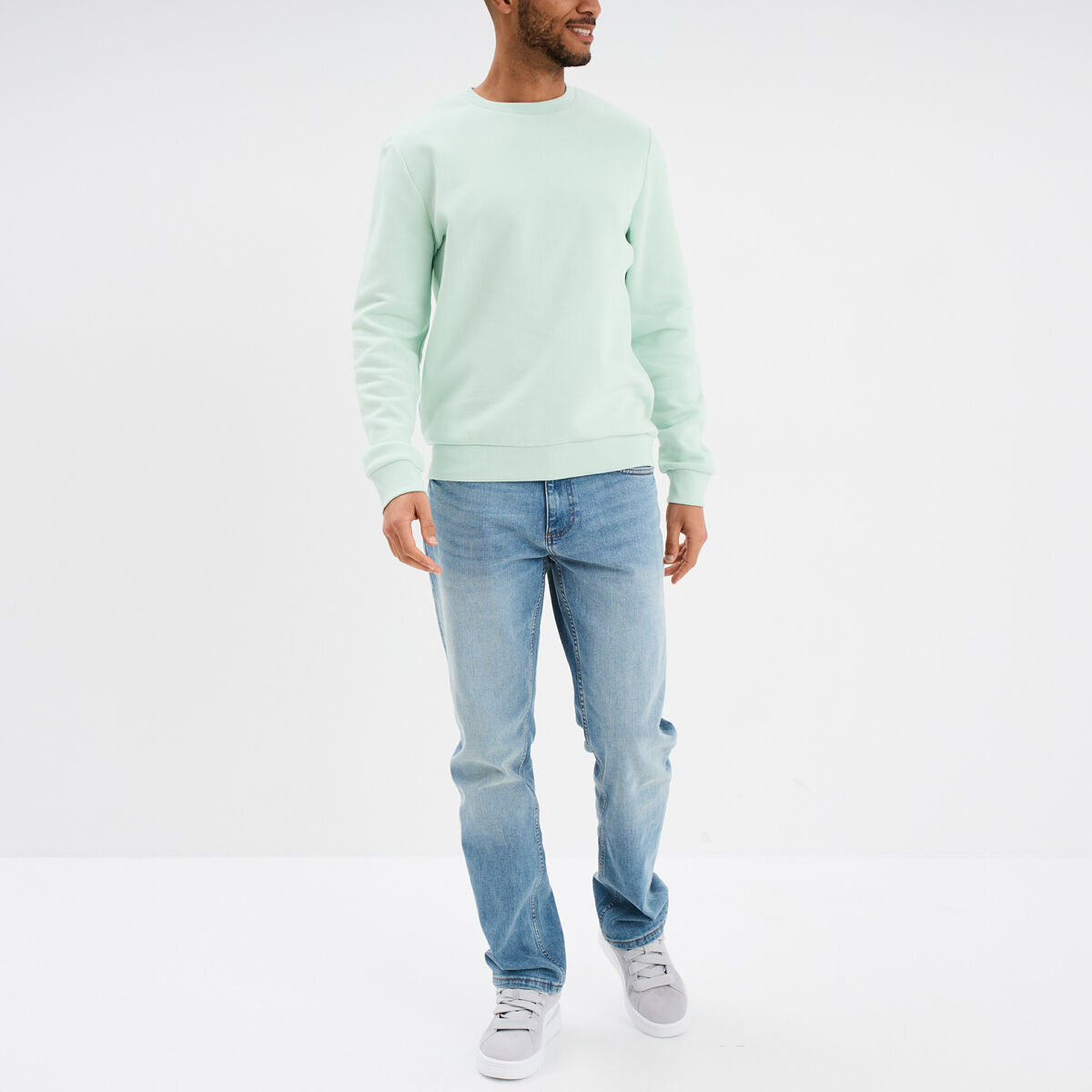 Sweat avec col rond vert pastel homme