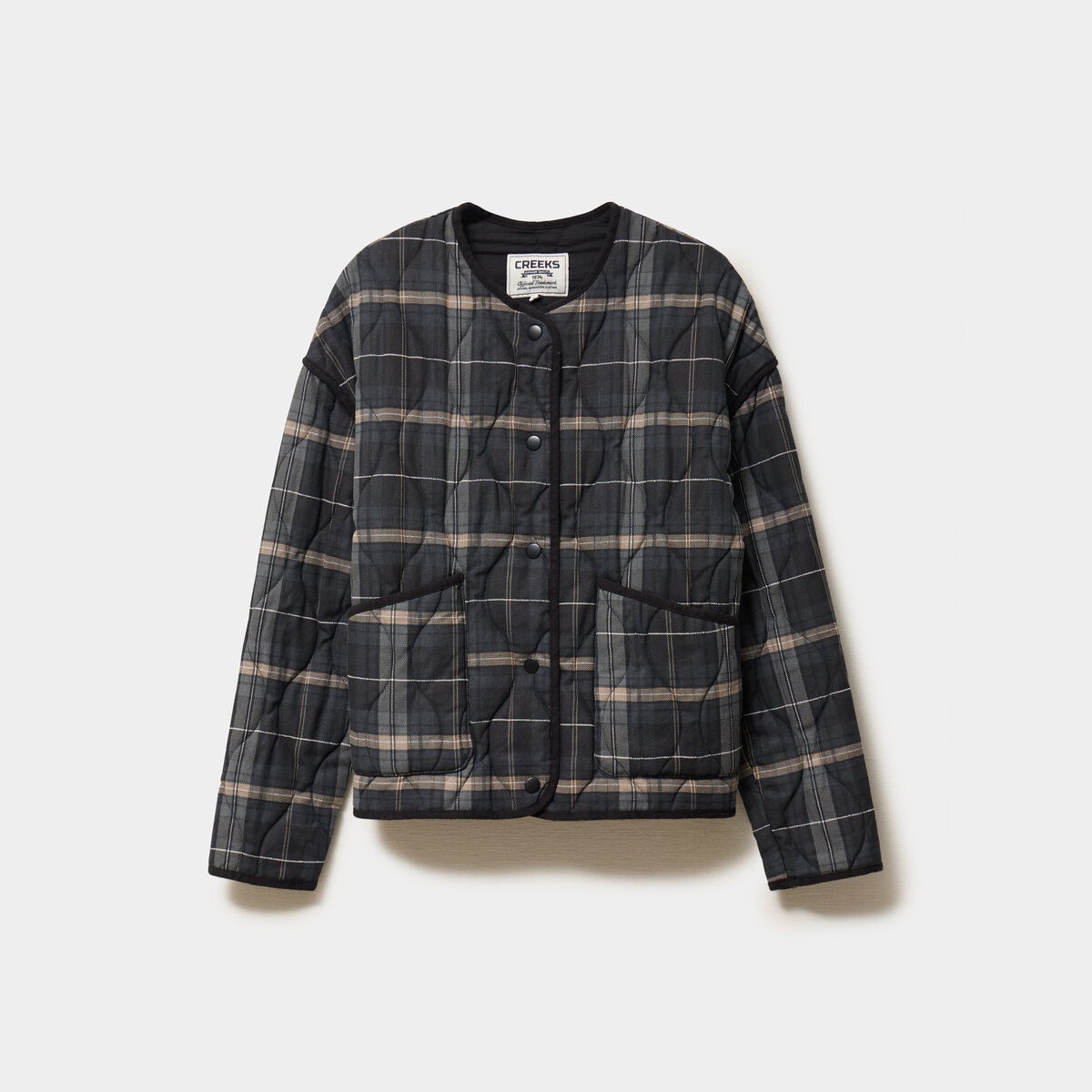 Veste matelass&eacute;e poches plaqu&eacute;es noir femme