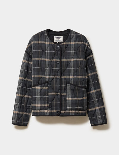 Veste matelass&eacute;e poches plaqu&eacute;es noir femme