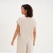 T-shirt col tunisien manches courtes beige clair femme