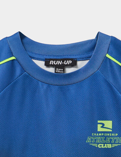 T-shirt de sport relax &agrave; manches courtes bleu electrique gar&ccedil;on