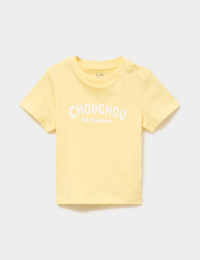 T-shirt &agrave; manches courtes coton jaune b&eacute;b&eacute; gar&ccedil;on