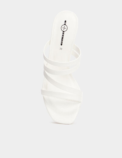 Mules à talons blanc femme