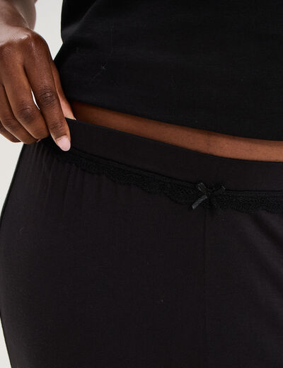 Pantalon de pyjama droit fluide noir femme