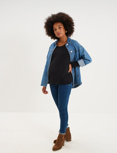 T-shirt allaitement manches longues noir femme maternit&eacute;