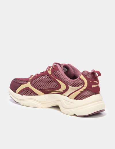 Baskets running &agrave; lacets bordeaux femme