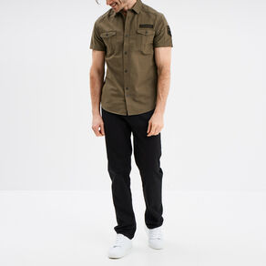 Chemise manches courtes Liberto vert kaki homme
