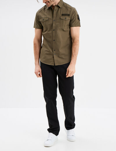 Chemise manches courtes Liberto vert kaki homme