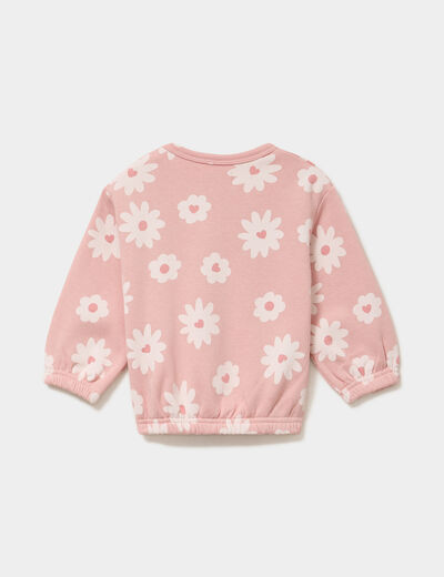 Sweat molletonn&eacute; manches longues rose b&eacute;b&eacute; fille