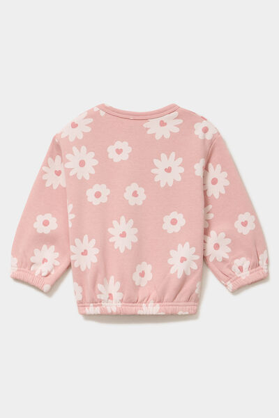 Sweat molletonn&eacute; manches longues rose b&eacute;b&eacute; fille