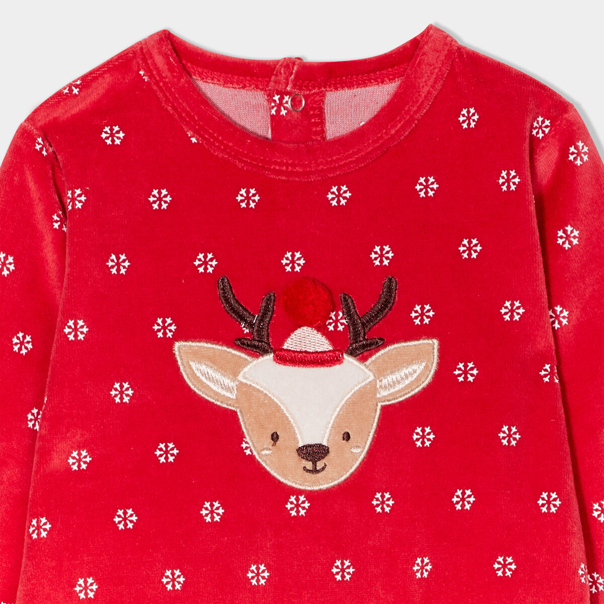 Dors-bien No&euml;l manches longues boutonn&eacute; rouge b&eacute;b&eacute;