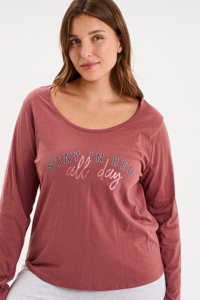 Ensemble pyjama pantalon et t-shirt rose framboise femme grande taille