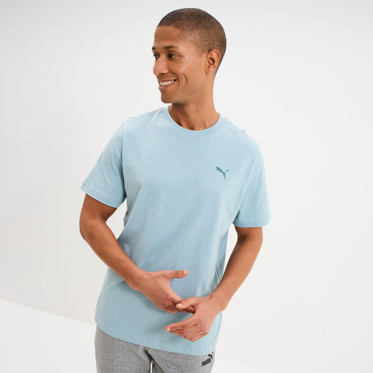 T-shirt manches courtes coton Puma vert &eacute;meraude homme